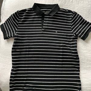 Rag and Bone Black and White Striped SS Polo